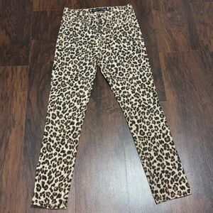 Veronica Beard Jeans Debbie 10” Leopard Print High Rise Skinny Jeans  26 Euc